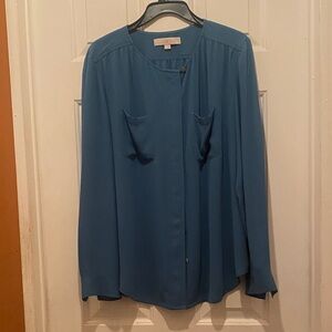 LOFT Blue Button-Down Blouse